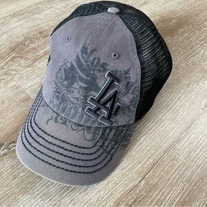 ‘47 LA Dodgers Gray and Black LA Baseball mesh fitted size large hat